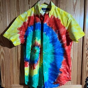 Polo Ralph Lauren Mens Custom Tie Dye Button Down Shirt Classic Fit 100% Cottton